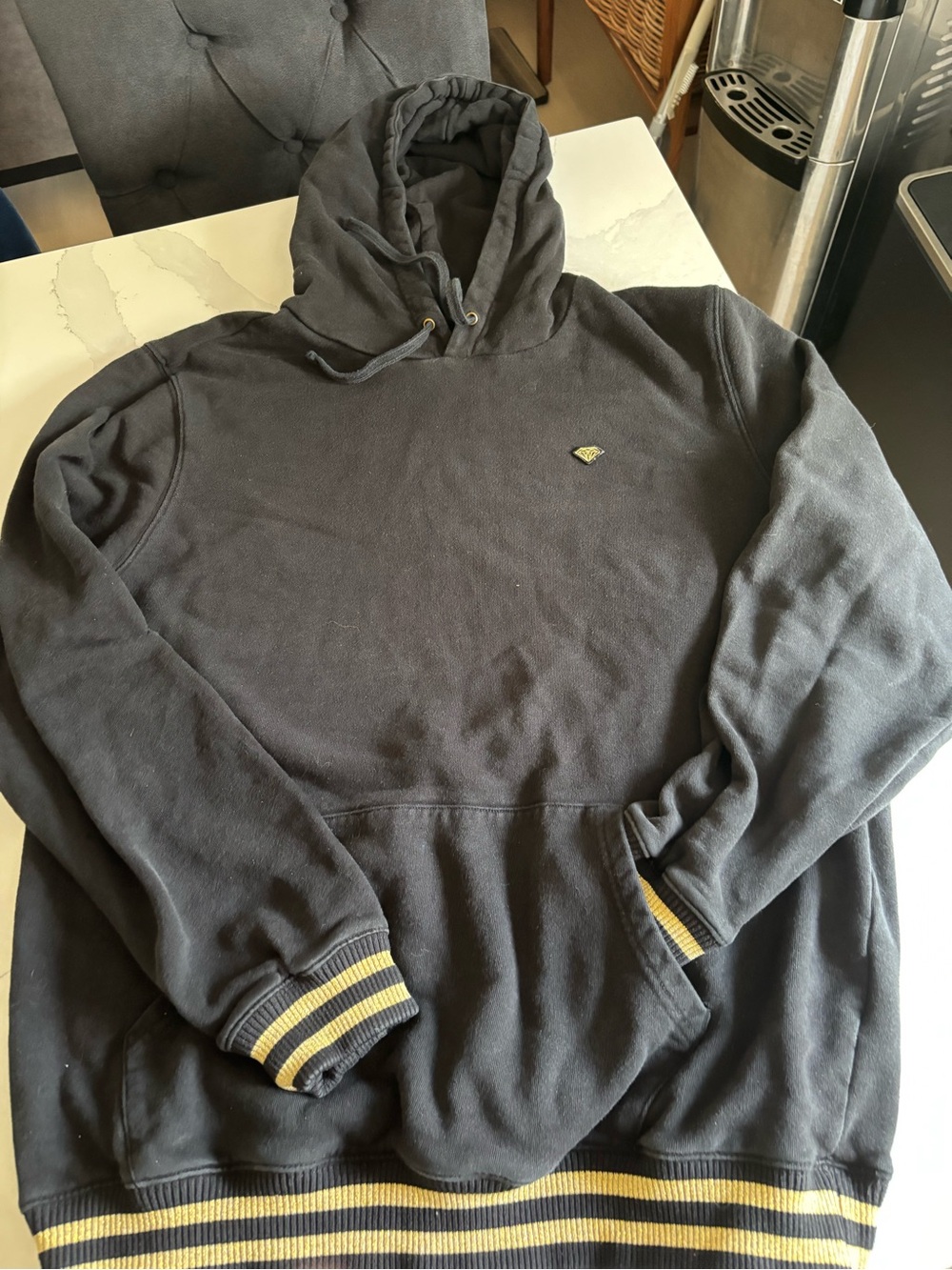 Diamond Supply Co. hoodie black and gold-striped ribbed